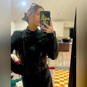 Members only cropped leather jacket size small